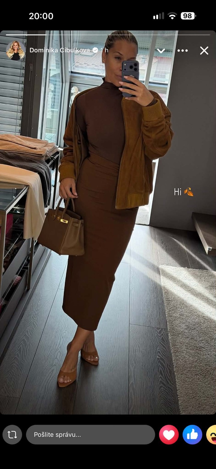 Dominika Cibulková, hnedá farba, trendy, jeseň 2026, outfit - ilustračná foto